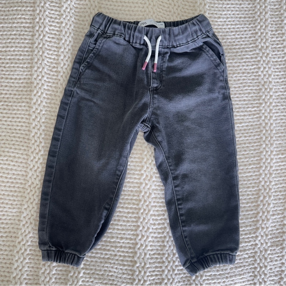 Zara Gray Jogger Jeans Elastic Comfort Baby 18-24 Months